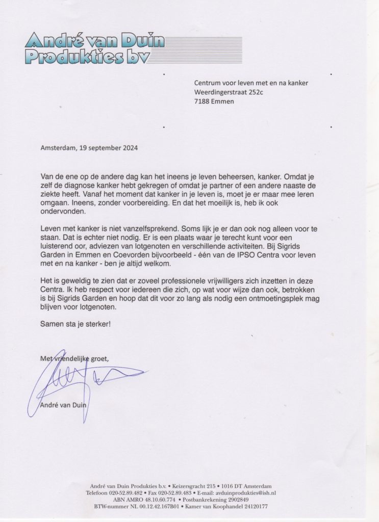 Aanbevelingsbrief André van Duin