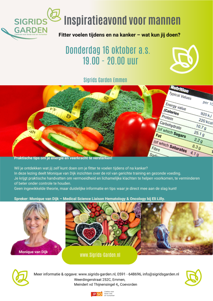 Fitter worden na kanker, wat kun je zelf doen (16-10-25, mannenavond Sigrids Garden Emmen)